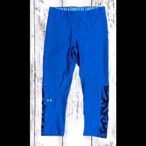 Womens Under Armour Blue Leggings Pants Athletic Size Medium M 26" x 21"